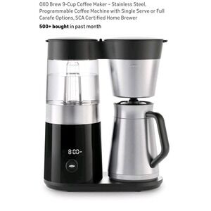 OXO Brew 9 Cup Stainless Steel Programmable Coffee Maker 72 fl.oz Silver Black